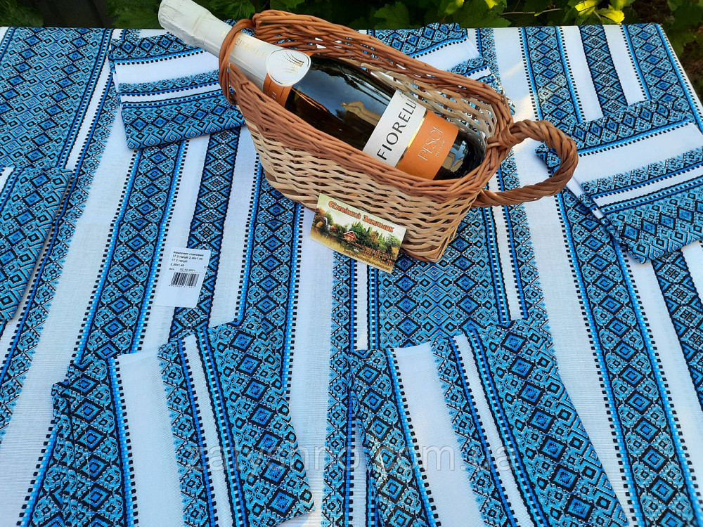 Скатертина вишита в синьому кольорі Київ - фото 1