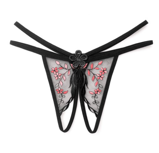 Трусики еротичні чорні з розрізом унісекс - розмір універсальний, резинка до 85см Київ - фото 1