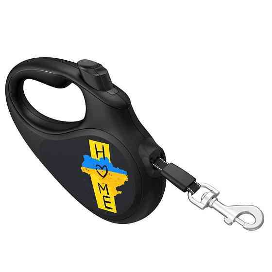 Повідець-рулетка для собак WAUDOG R-leash, малюнок "Дом", XS, до 12 кг, 3 м, світловідбивна стрічка чорний Вінниця