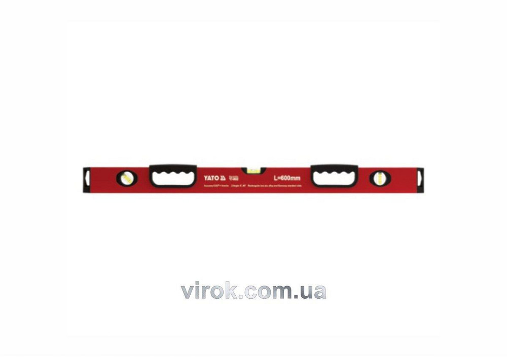 Рівень алюмінієвий YATO : L= 60 см. 3 капсули, 2 ручки [10/30] Одесса - изображение 1