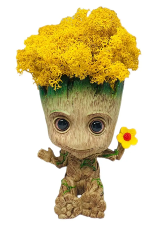 Горщик Грут Groot G8 Малюк з квіткою + стабілізований мох (Жовтий) Вінниця