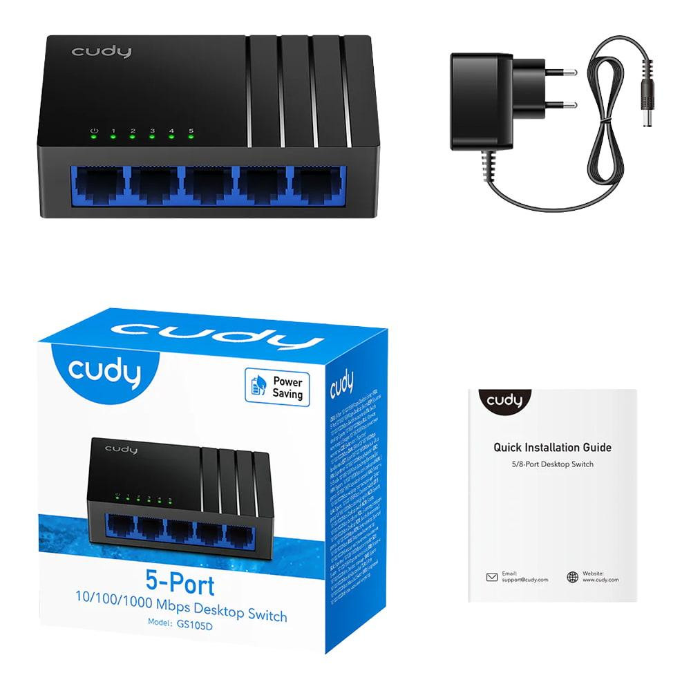 Комутатор Cudy GS105D некерований гігабітний 5-портовий Чорний Вінниця - фото 5