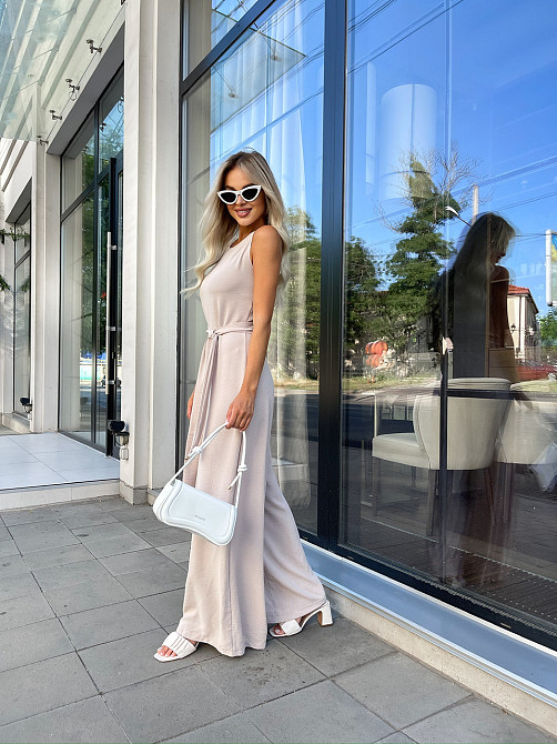 Женский комбинезон с широкими брюками Vita 42-44, Бежевый Киев - изображение 2