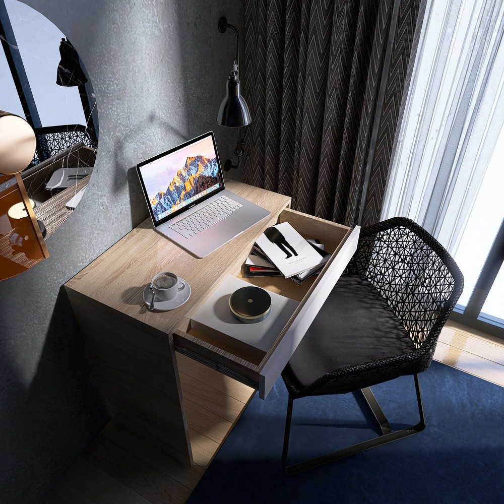 Стол письменный Мини с выдвижным ящиком Эверест Сити-750 75,2х38х74,6 см Дуб cонома/Белый (DTM-071106) Львов - изображение 4