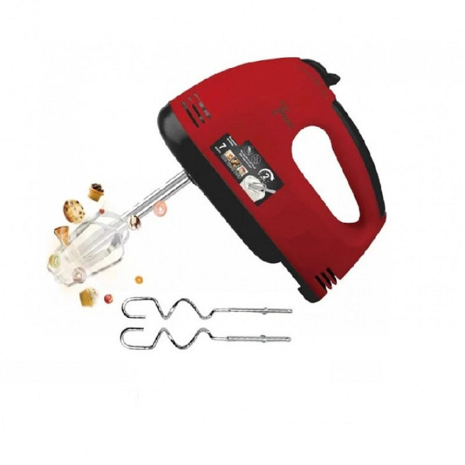 Миксер DOMOTEC R6633R 260 Вт с 7 скоростями, 2 венчиками и 2 крюками для замеса теста Одесса - изображение 5