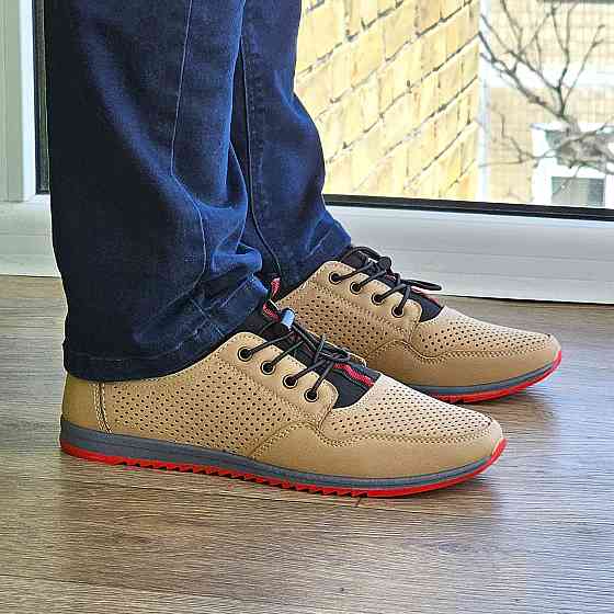 Мужские Мокасины Летние Бежевые Кроссовки Сеточка Коричневые Светлые (размеры: 40,41,42,43,44,45) - 218-3 Днепр