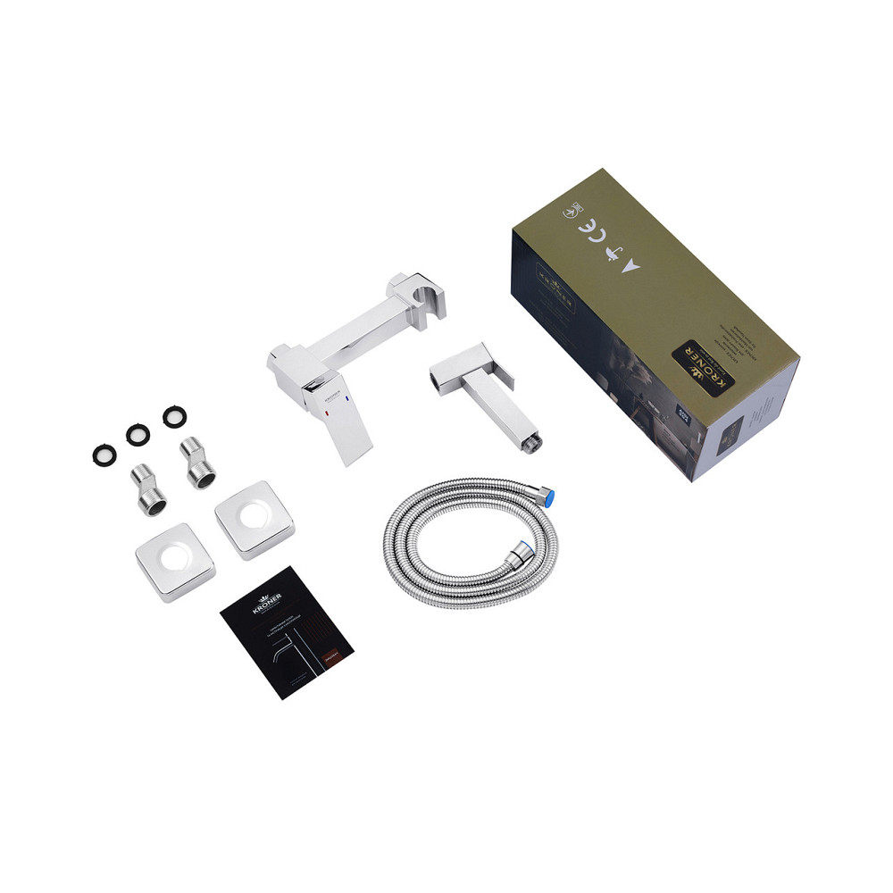 Смеситель с гигиеническим душем Kroner KRP Edelstahl Kubus - CHR052 Киев - изображение 7