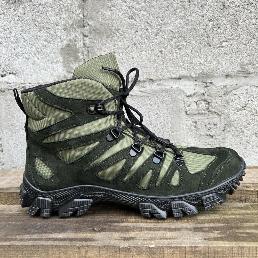 Чоловічі військові черевики зелені, демісезонні, натуральна шкіра, амортизаційна підошва, анатомічна устілка Львів - фото 8