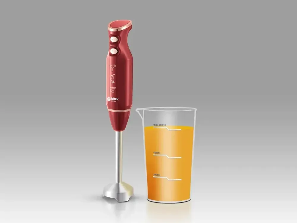 Ручной блендер BITEK BT-793R с чашей 700 мл, 1200 Вт, 2 скорости, нержавеющие лезвия, мощный и компактный для кухни Одесса - изображение 3