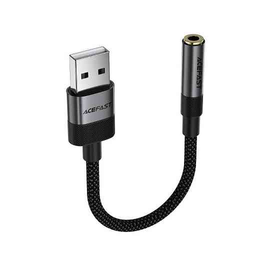 Аудио кабель ACEFAST J13 USB-A to 3.5mm female, nylon braid, 0.15m, Black Одесса