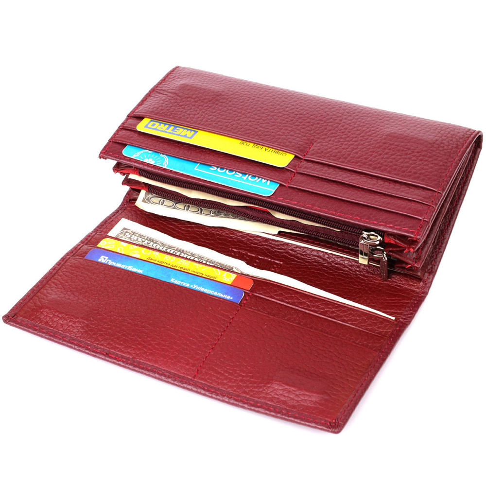 Практичный вертикальный кошелек из натуральной кожи ST Leather 23085 Бордовый Киев - изображение 5