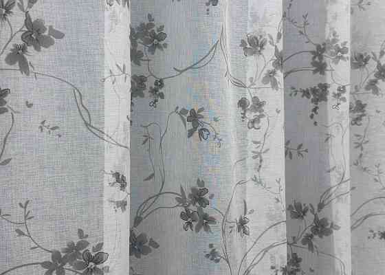 Тюль VR-Textil 1535т Flora Батист Білий з сірим 300х270 см (42-0443) Київ