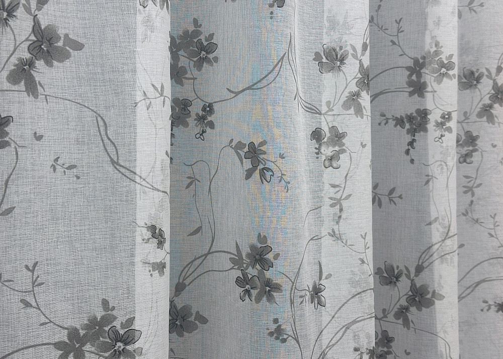 Тюль VR-Textil 1535т Flora Батист Білий з сірим 300х270 см (42-0443) Київ - фото 6