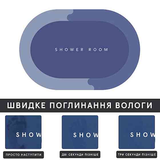 Инновационный Супервпитывающий Диатомитовый Коврик для ванной 50х80 см Синий Овал Киев