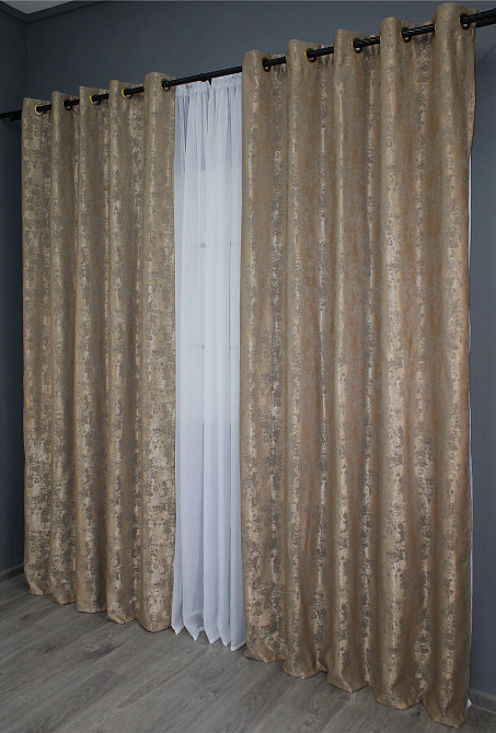 Комплект штор на люверсах VR-Textil Жаккард Sultan YL № 1207ш Капучино 150х250 см 2 шт (37-0058) Киев - изображение 5