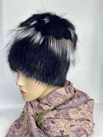 Шапка хутряна жіноча водоспад Єлєна з кролика Чорний Харків