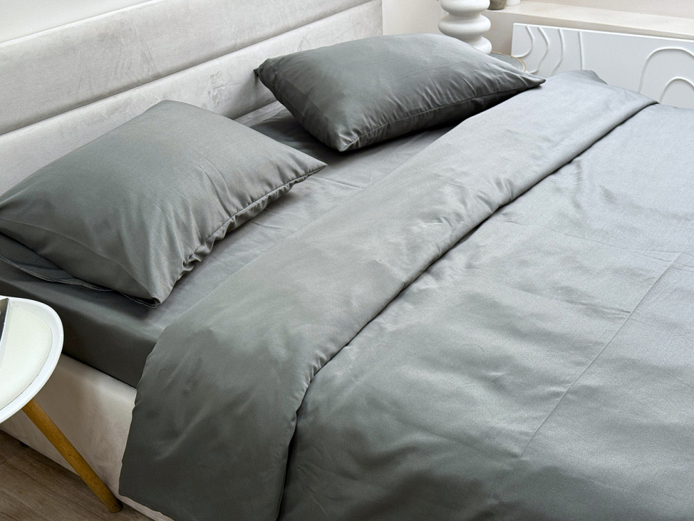 Ecotton Комплект постільної білизни Ecotton двоспальний 180х215 см однотонний сірий Nid Grey Коломыя - изображение 5