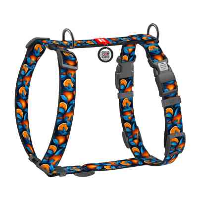 Шлей для собак WAUDOG Nylon анатомическая H-образная с QR-паспортом "Апельсины" пластиковый фастекс, L (345-4054) Винница