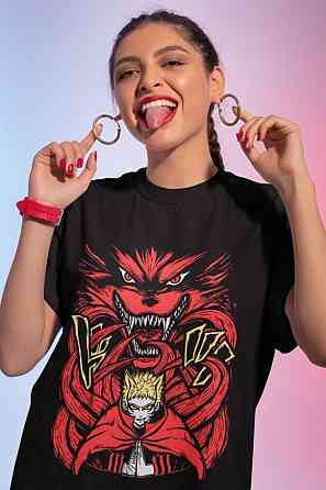 Футболка аниме Наруто оверсайз (S/M/L) Черний AnimeJ1000 Днепр