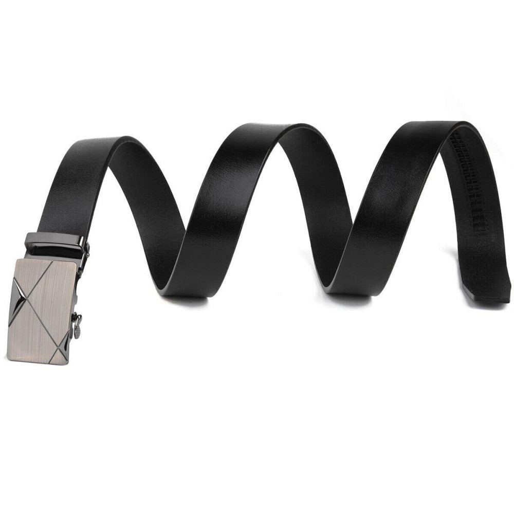 Ремінь чоловічий з пряжкою автомат діагональ Чорний (Vintage) Київ - фото 1