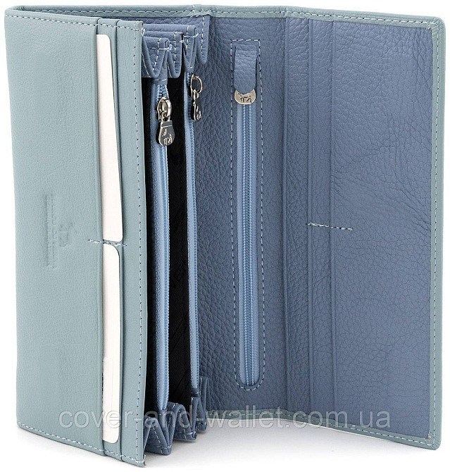 Жіночий гаманець із м'якої натуральної шкіри з магнітною фіксацією блакитного кольору Marco Coverna 1413-11 Київ - фото 6