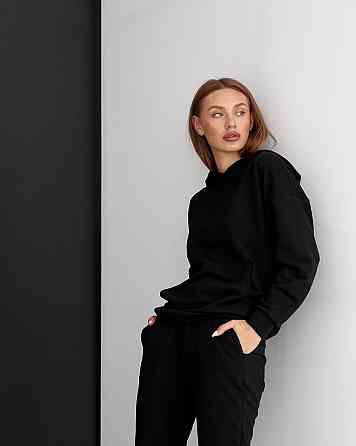 Женский спортивный теплый костюм оверсайз Черный M Харьков