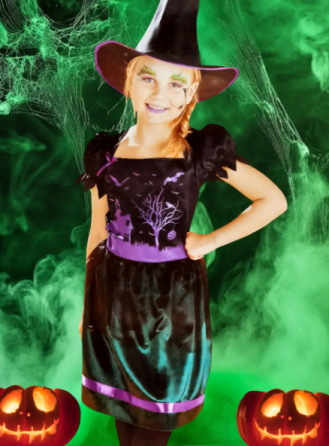 Костюм на Хелловін для дівчинки Відьма з капелюхом різнобарвний Київ