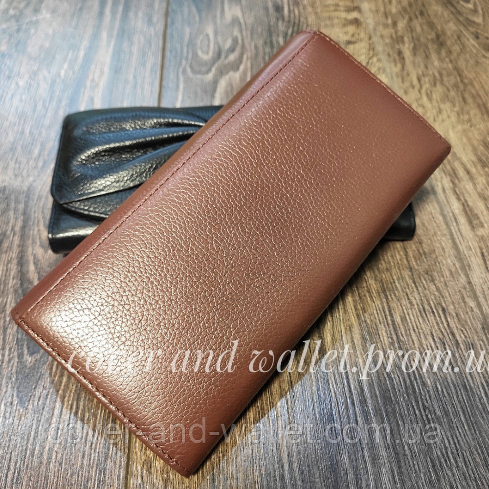 Класичний жіночий гаманець із натуральної шкіри з бантом коричневого кольору F.Salfeite Київ - фото 7