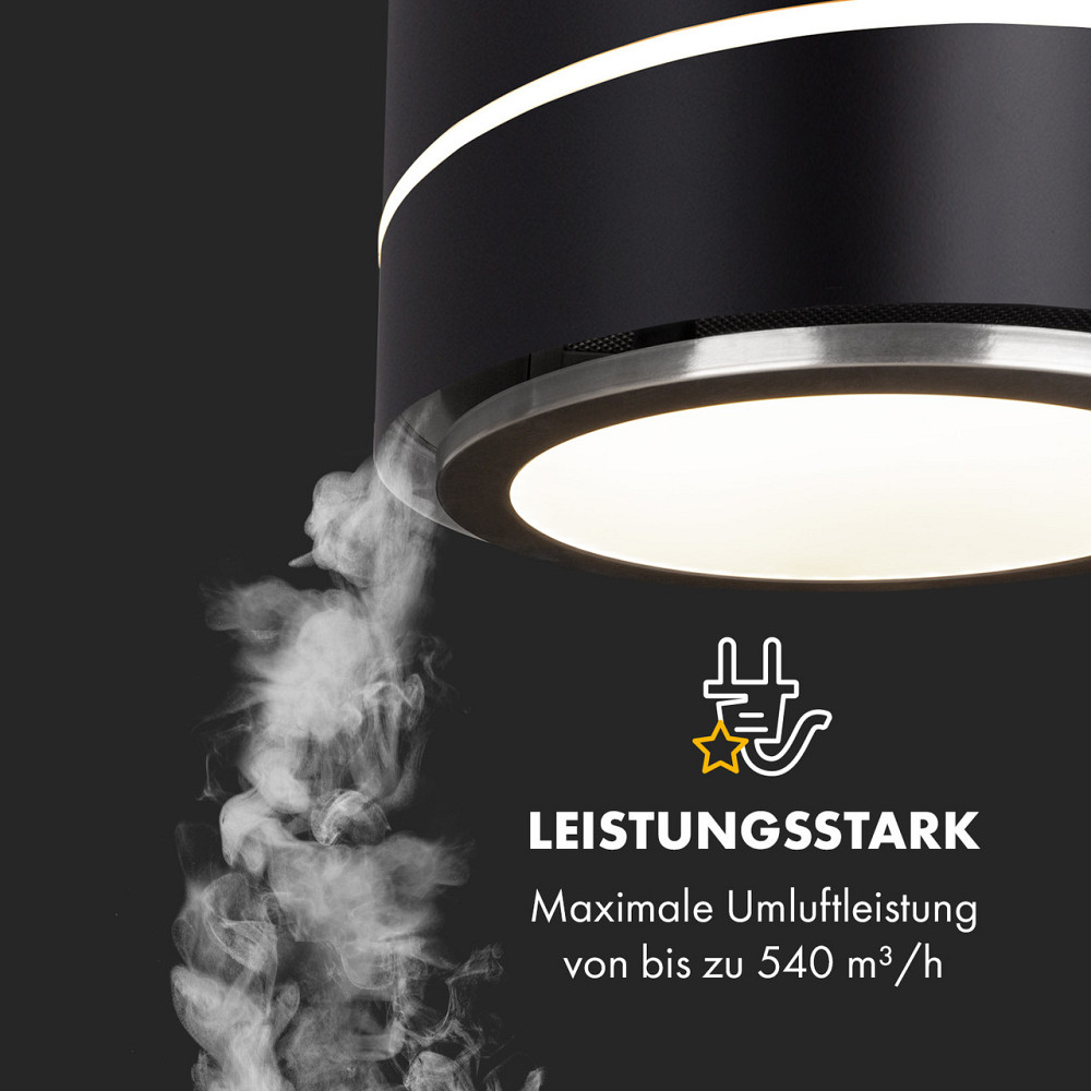 Островная вытяжка Tron Ambience Ø38см рециркуляция 540м³/ч LED черный Черный (Германия, читать описание) Ровно - изображение 3