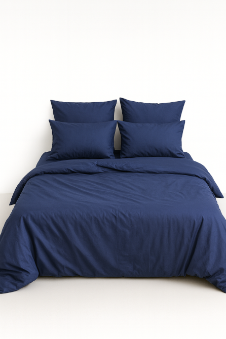 Комплект постільної білизни Ecotton двоспальний Сімейний 150х215 см однотонний синій Коломия - фото 1