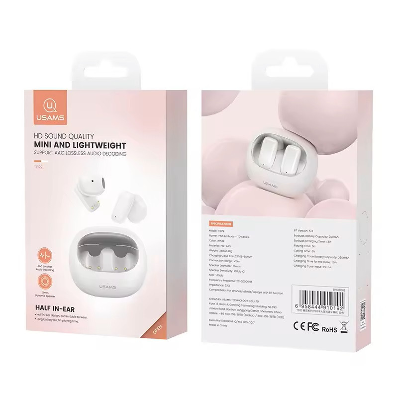 Бездротові навушники TWS Usams US-TD22 Earbuds - TD Series White Київ - фото 2