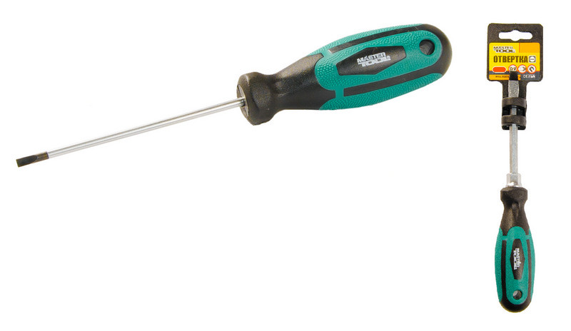 MASTERTOOL Викрутка шліцева магнітна MASTERTOOL HEXAGON SL3х75 мм ручка з TPR покриттям 45-8375 Коломия - фото 1