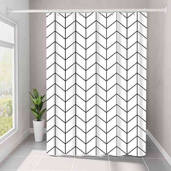 Шторка для ванной комнаты Bathlux 180 x 180 люкс качество с водоотталкивающим покрытием, Белая с ромбиками Каменец-Подольский