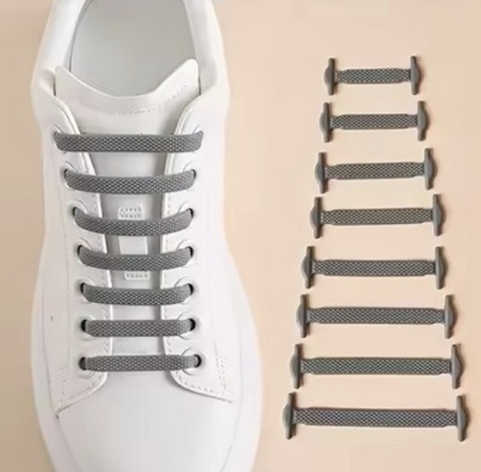 Шнурки силиконовые ленивые 16 шт Серый Смела - изображение 1