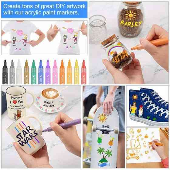 Набір акрилових маркери для малювання на різних поверхнях STA 12 кольорів 2мм, Художній набір Кам'янець-Подільський