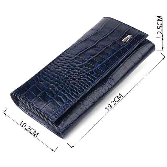 Надежный женский кошелек с монетницей из натуральной фактурной кожи CANPELLINI 21531 Синий Киев