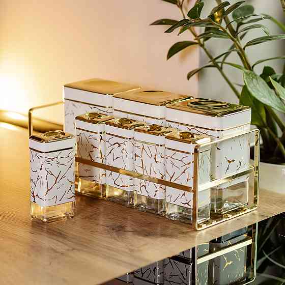 Набір приправ і спецій на підставці, 8 штук, білий Київ