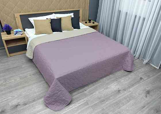 Покривало двостороннє Decorator Microfiber куб 160х215 см бузковий з бежевим (85-127) Київ