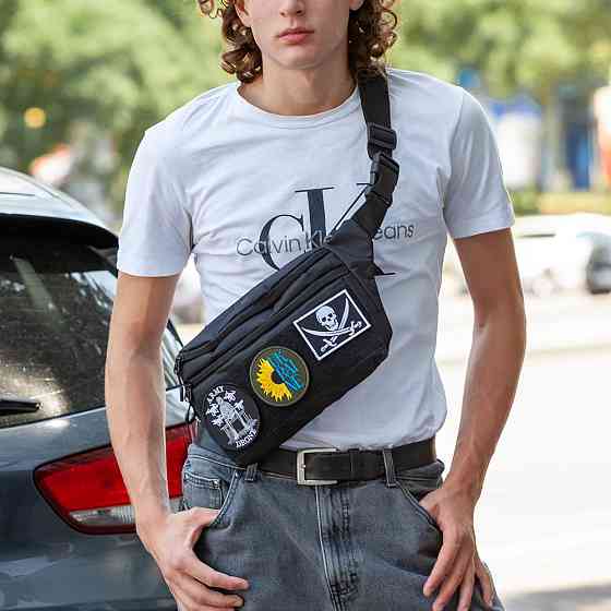 Мужская повседневная наплечная бананка, Стильная поясная сумка для города, Удобная черная бананка YW-75 Ивано-Франковск