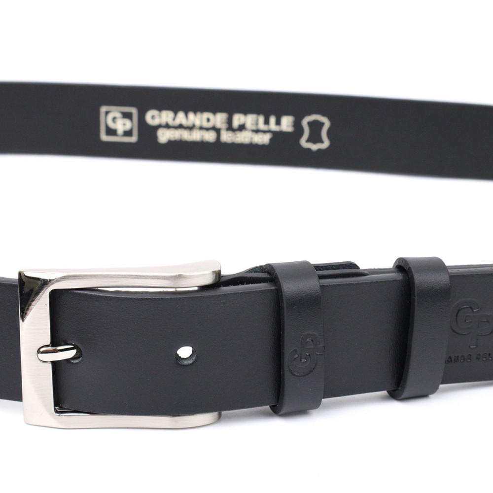 Брючний ремінь для чоловіків з натуральної шкіри GRANDE PELLE 11674 Чорний Київ - фото 2