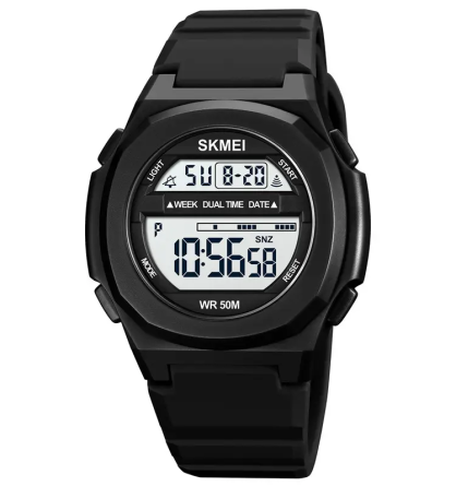 Годинник чоловічий спортивний Skmei 1821 (Чорний з білим циферблатом) Київ