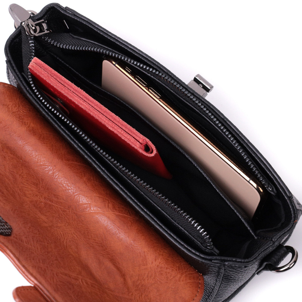 Жіноча сумка у вінтажному стилі з натуральної шкіри Vintage 22349 Чорна Київ - фото 7