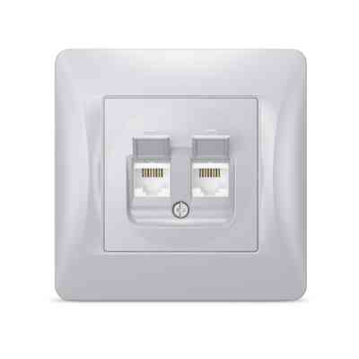 Комп'ютерна розетка Videx BINERA CAT6 + CAT6 подвійна сереб (VF-BNSK2PC6-SS) Вінниця