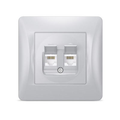 Комп'ютерна розетка Videx BINERA CAT6 + CAT6 подвійна сереб (VF-BNSK2PC6-SS) Вінниця - фото 1