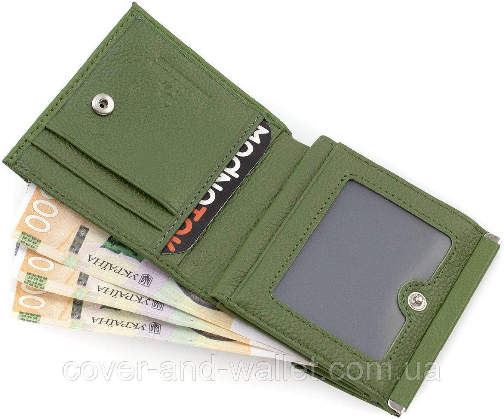 Маленький жіночий гаманець оливкового кольору із монетницею Marco Coverna Київ - фото 5