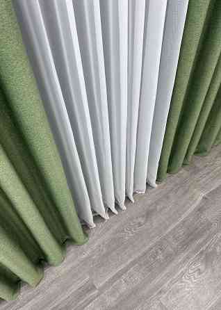 Шторна тканина Шеніл однотонний колір зелений 1684ш Київ