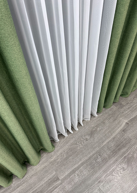 Шторна тканина Шеніл однотонний колір зелений 1684ш Київ - фото 6