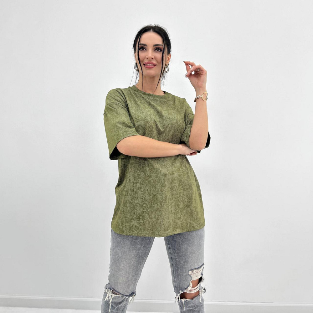 Базова футболка тай-дай "Simple" (Турція) оптом | Норма і батал Хакі, 42-44 Київ - фото 3