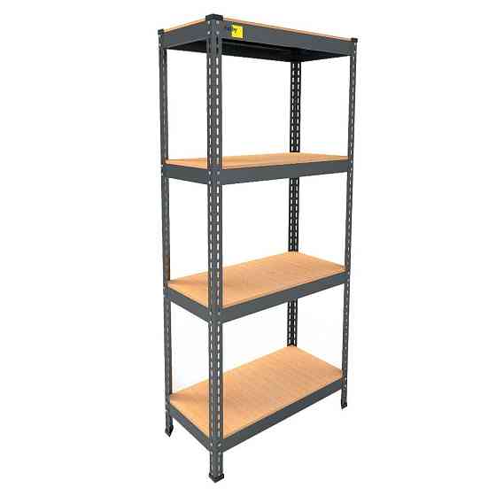 Металевий стелаж Emby Light Series (розмір 1500х600x450мм) 4 полиці ДСП до 100кг Чорний Київ