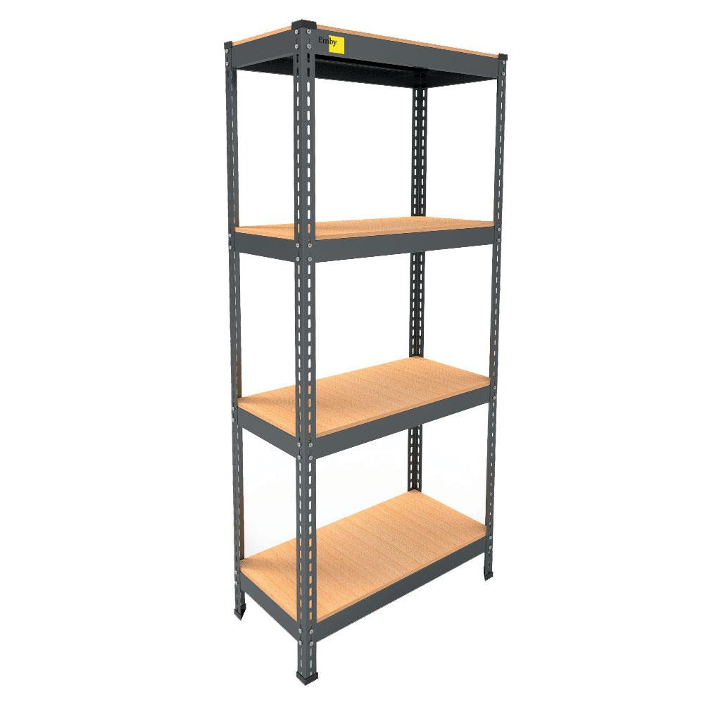 Металлический стеллаж Emby Light Series (размер 1500х600x450мм) 4 полки ДСП до 100кг Черный Киев - изображение 1